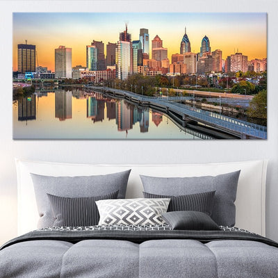 Philadelphia Skyline at sunset canvas wall art large