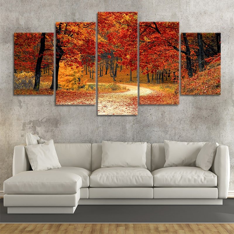 Premium woodland path canvas painting for bedroom ambiance