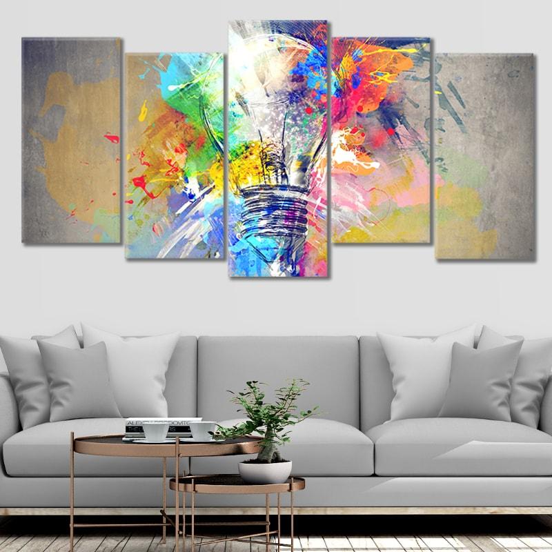 Large Colorful Abstract Lightbulb Wall Art For Living Room Wall-Stunning Canvas Prints