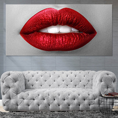 Red Lip Canvas Wall Art Set