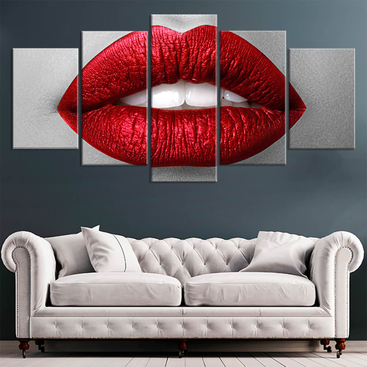 Red Lip Canvas Wall Art Set