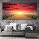 Sunset canvas wall art showcasing a wooden pier stretching into the horizon.