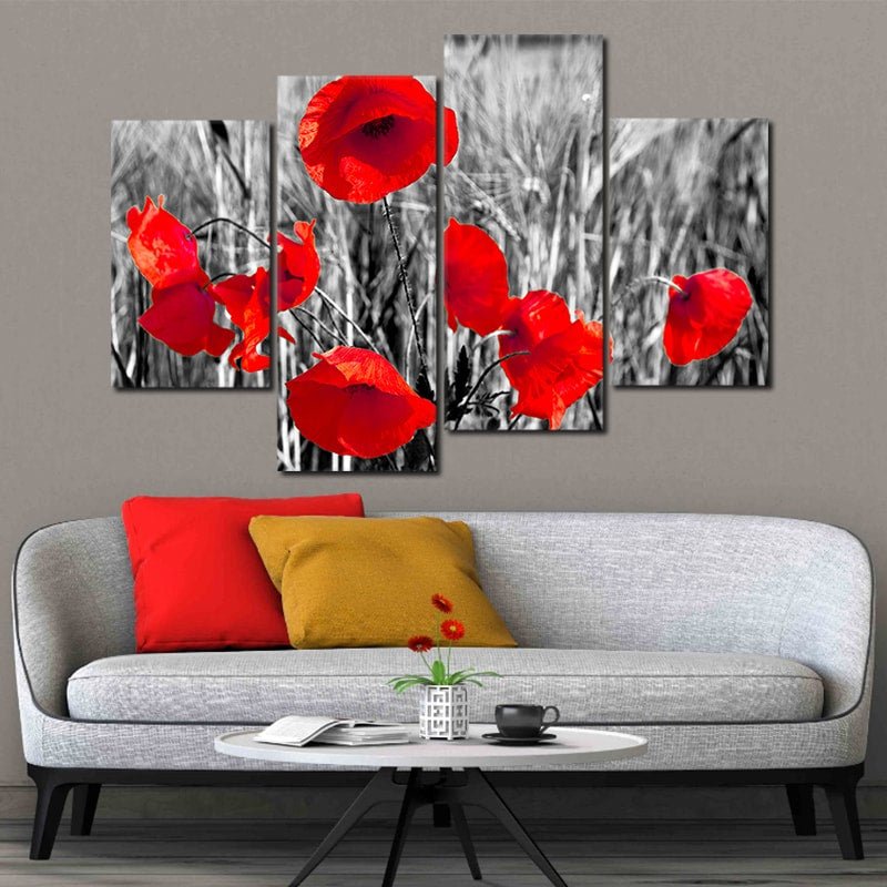 Red Poppy Fields Wall Canvas