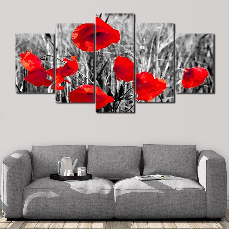 Red Poppy Fields Wall Canvas