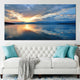 Sunset wall decor with a scenic coastal landscape and shimmering ocean reflections.