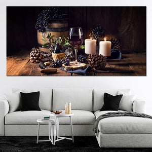 Candles And Red Wine Wall Art-Stunning Canvas Prints