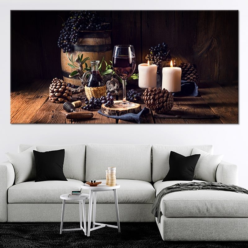 Candles And Red Wine Wall Art-Stunning Canvas Prints
