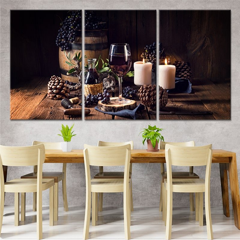 Candles And Red Wine Wall Art-Stunning Canvas Prints