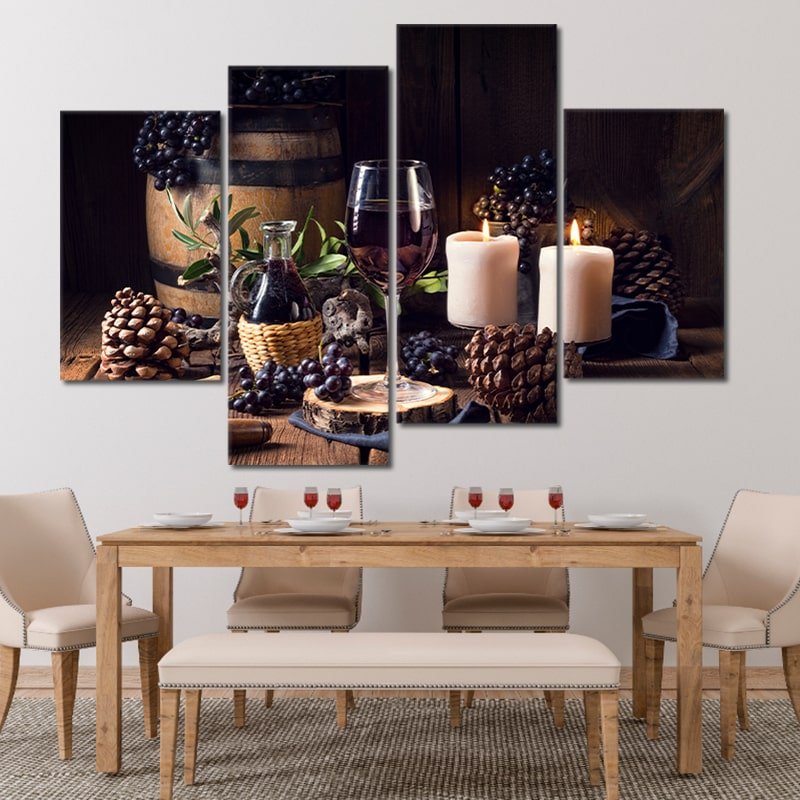 Candles And Red Wine Wall Art-Stunning Canvas Prints