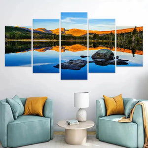 Mountain Lake Reflection Wall Art Canvas-Stunning Canvas Prints
