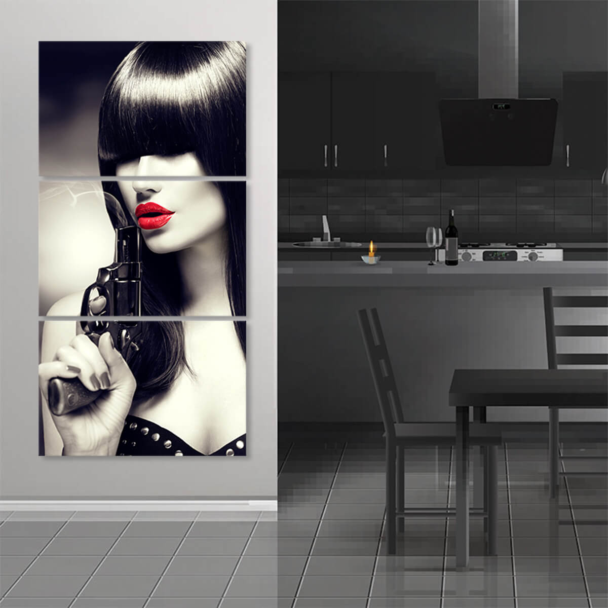 Ruby Red Lips Canvas Wall Art Set