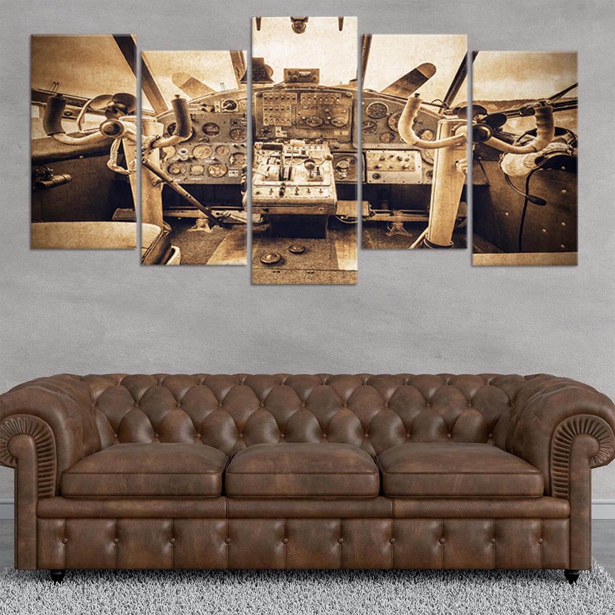 Rusted Cockpit Canvas Wall Art Set