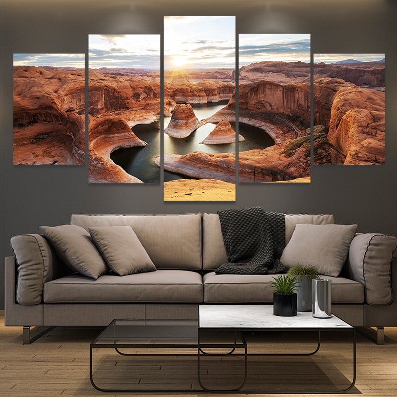Rustic nature wall art with dramatic canyon scenery 5 piece wall art