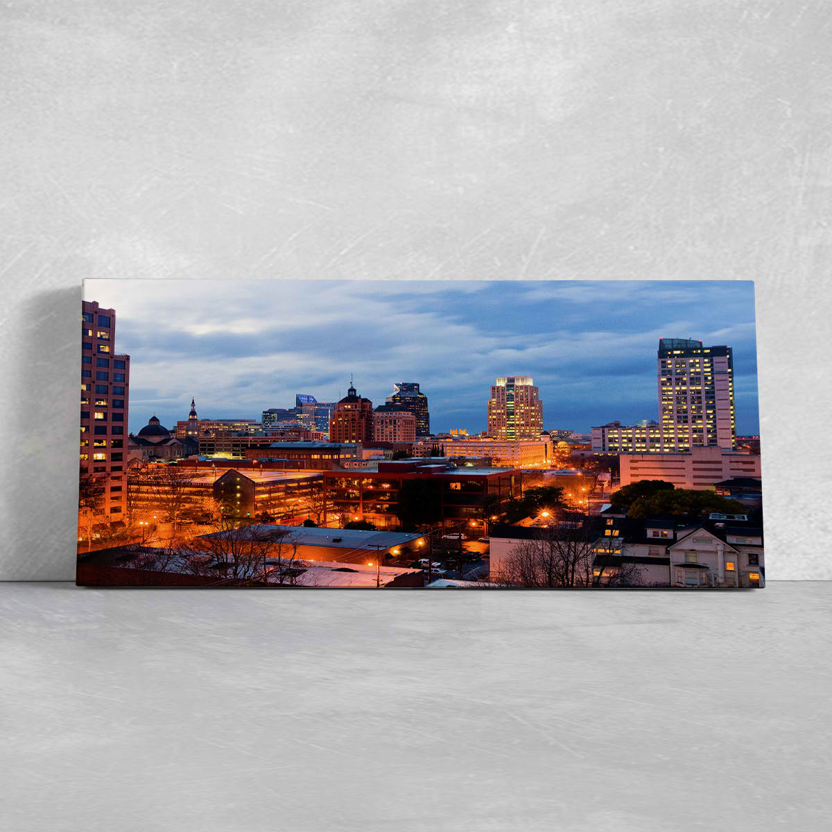 Sacramento Skyline At Night Wall Art Canvas-Stunning Canvas Prints