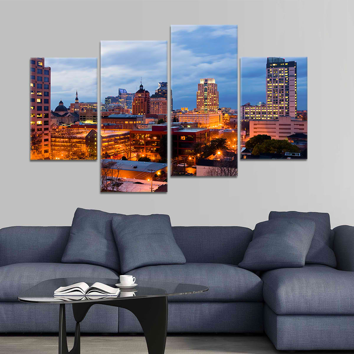 Sacramento Skyline At Night Wall Art Canvas-Stunning Canvas Prints