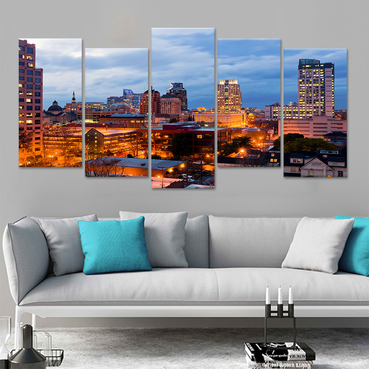 Sacramento Skyline At Night Wall Art Canvas-Stunning Canvas Prints