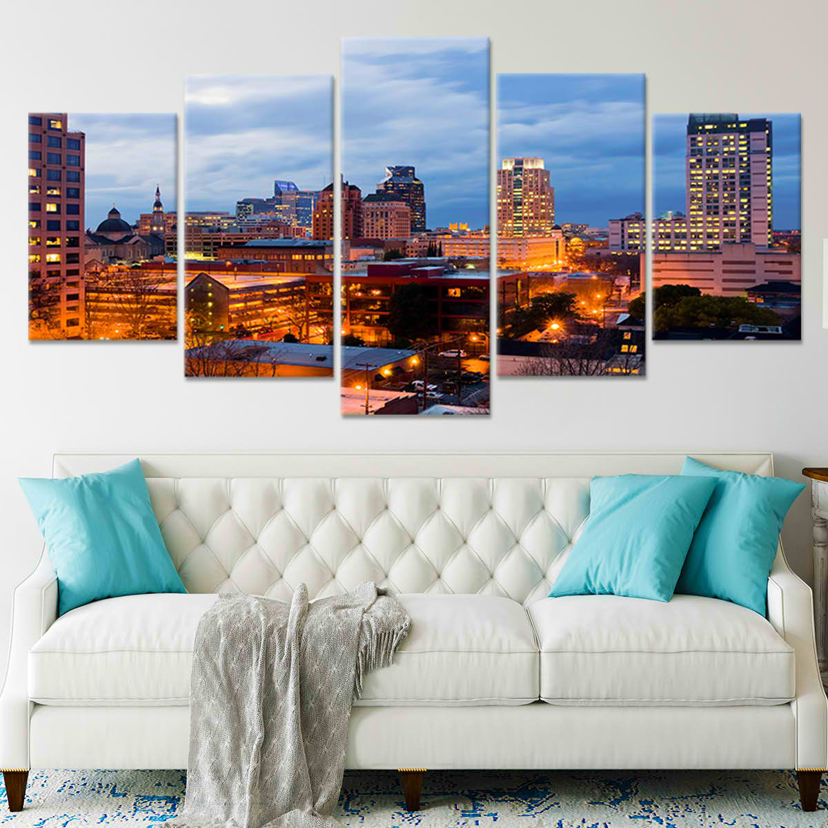 Sacramento Skyline At Night Wall Art Canvas-Stunning Canvas Prints