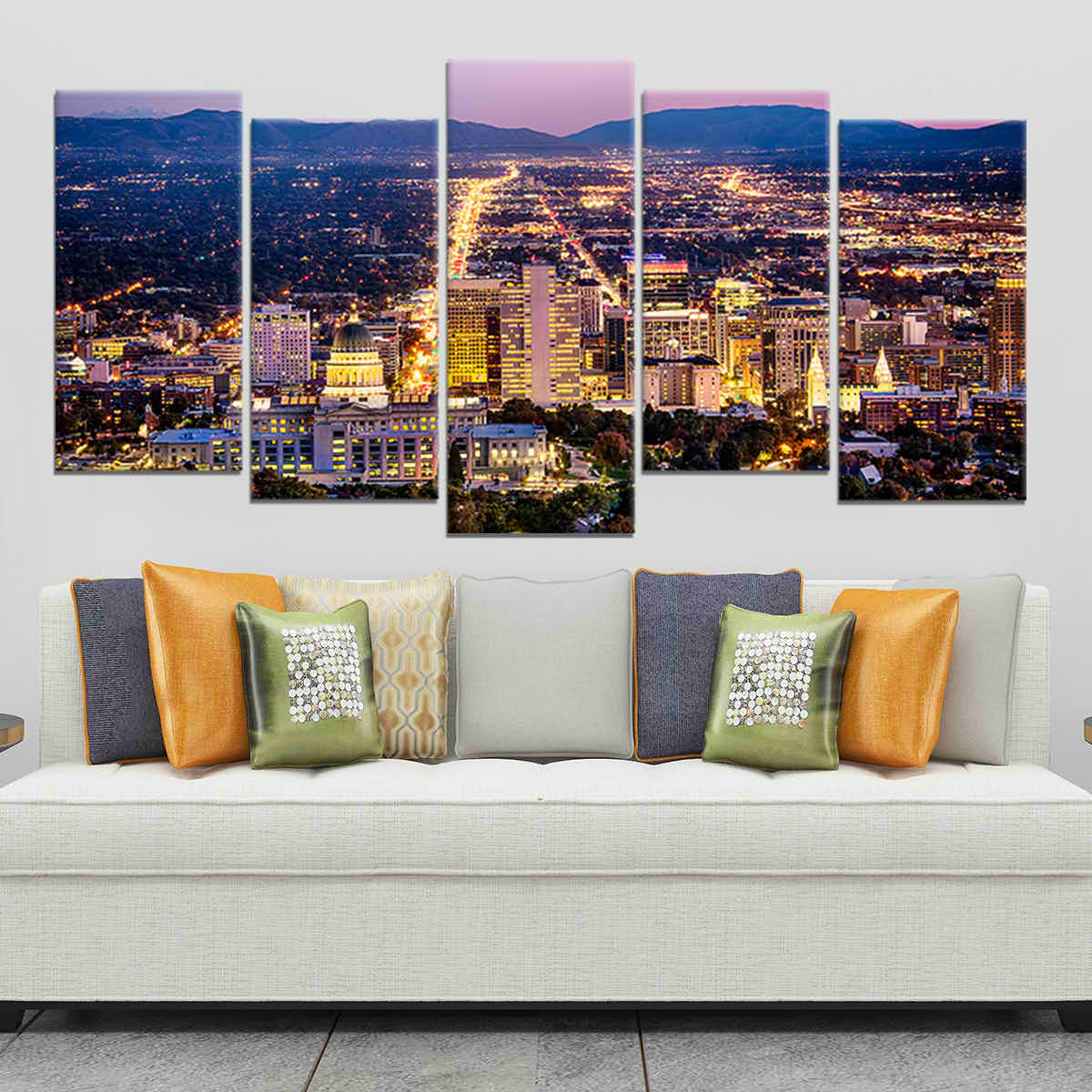 Salt Lake City Skyline At Night Wall Art Canvas-Stunning Canvas Prints