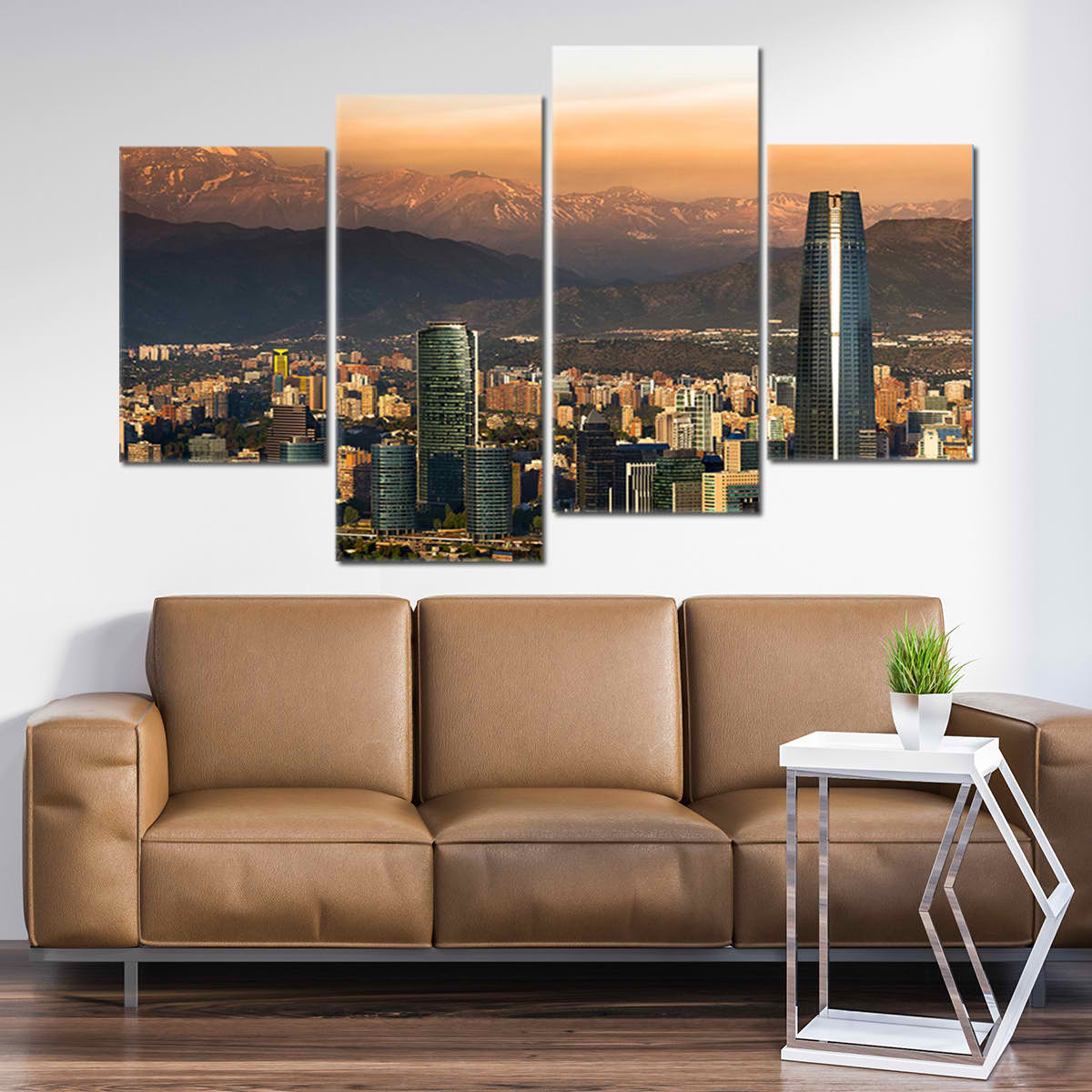 Santiago De Chile At Sunset Skyline Wall Art Canvas-Stunning Canvas Prints