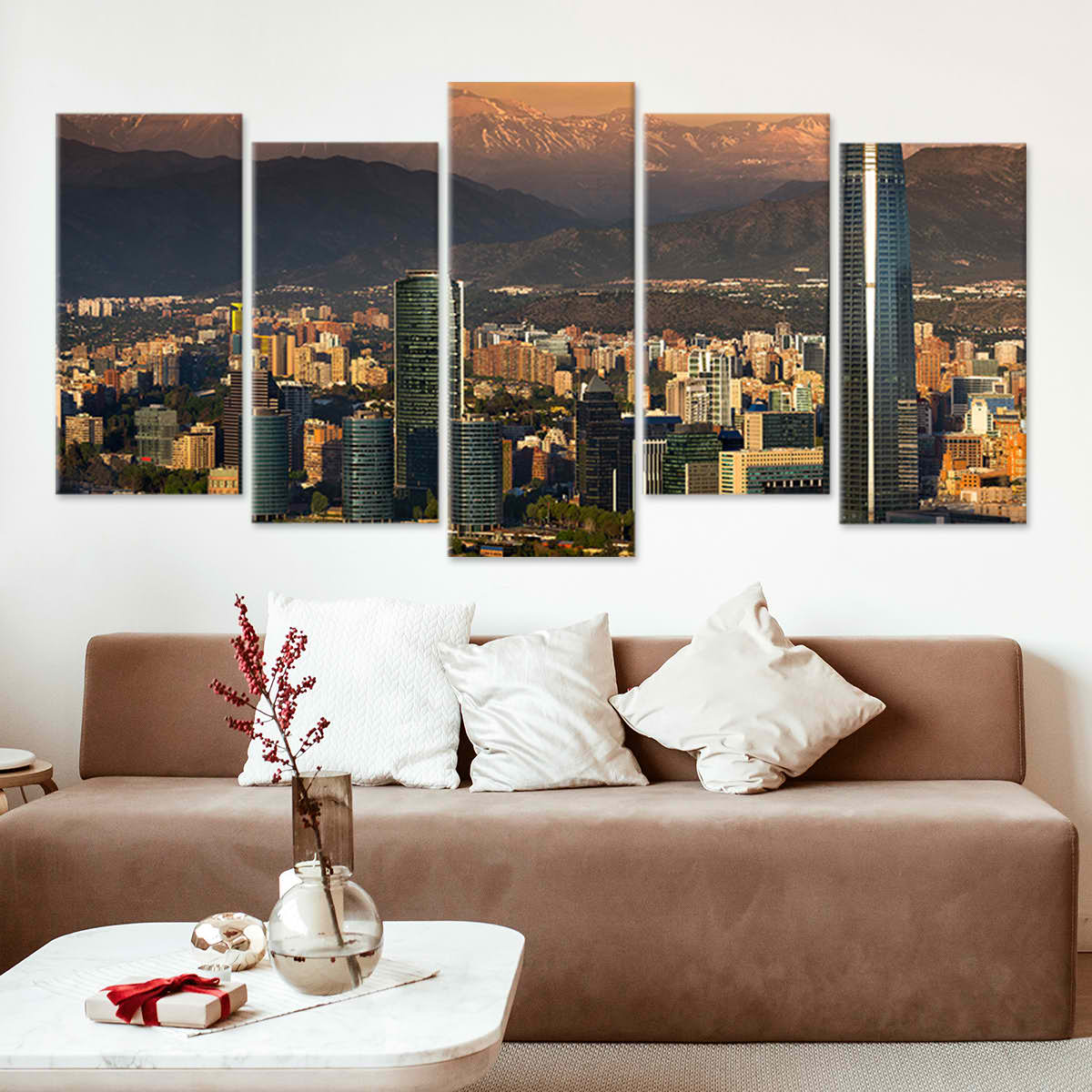 Santiago De Chile At Sunset Skyline Wall Art Canvas-Stunning Canvas Prints