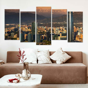 Santiago De Chile At Sunset Skyline Wall Art Canvas-Stunning Canvas Prints