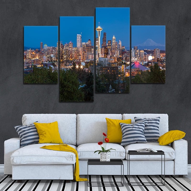 Seattle Skyline multi panel canvas wall art