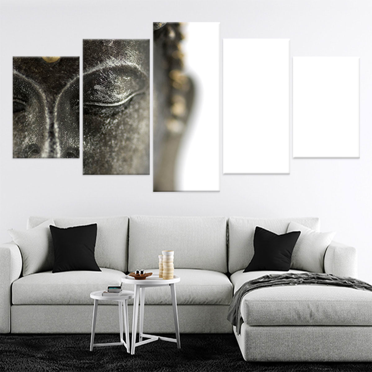 Black And White Buddha Wall Art Canvas Print