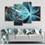 Shiny Blue Fractal Flower Multi Panel Canvas Wall Art