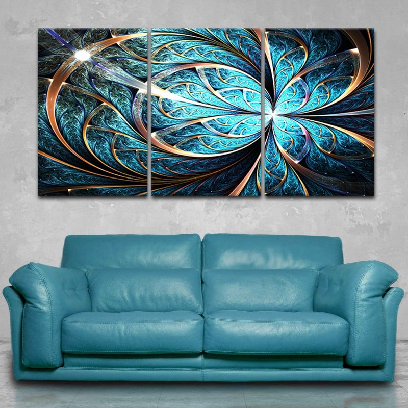 Large Swirling Abstract Flower Wall Art Above The Bed-Stunning Canvas Prints