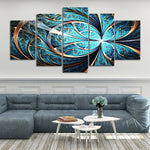 Shiny Blue Fractal Flower Multi Panel Canvas Wall Art