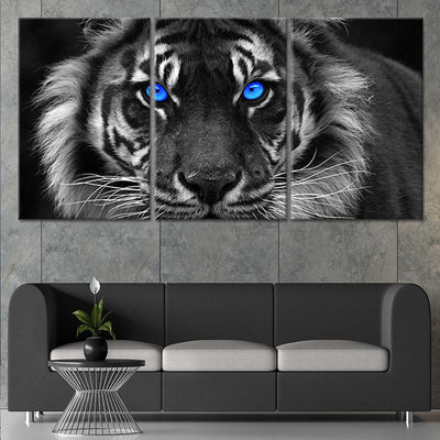 Blue Eyed Tiger Canvas Wall Art Set