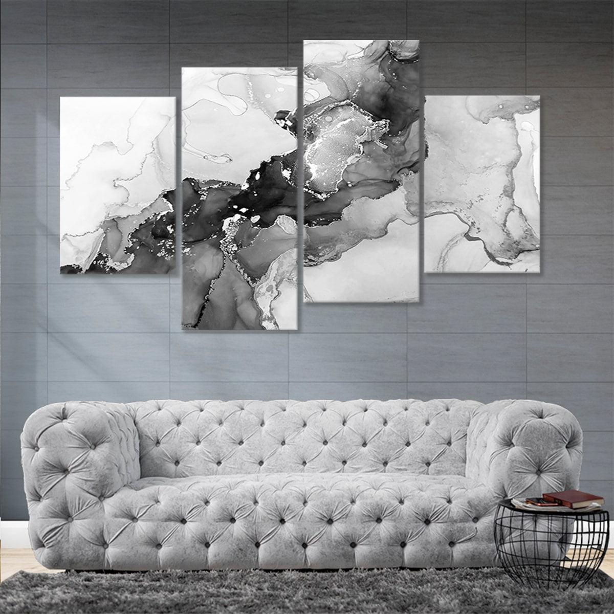 Silver Marble Canvas Wall Art Set