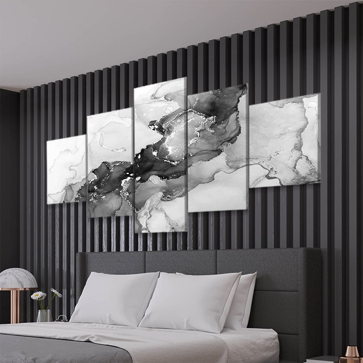 Silver Marble Canvas Wall Art Set l by Stunning Canvas Prints