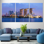 Singapore At Dusk Skyline Canvas Wall Art-Stunning Canvas Prints
