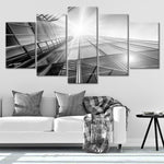 Black and White Skyscraper Building View Canvas Wall Art