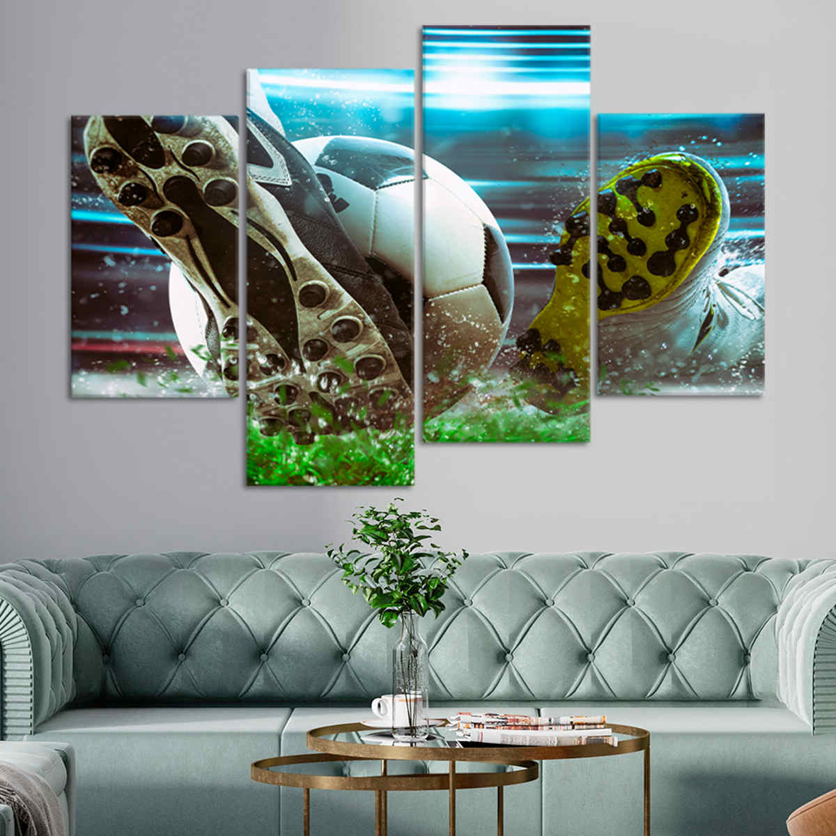 Soccer Kick Multi Panel Canvas Wall Art