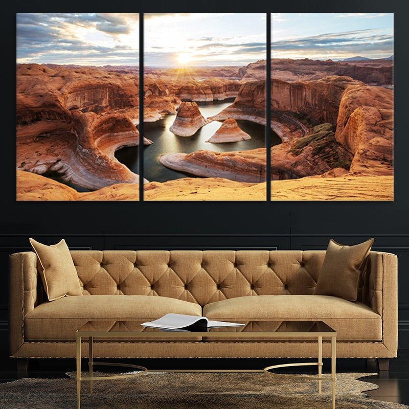 Southwestern canvas print with warm canyon tones 3 piece wall art