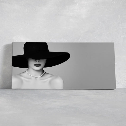 Classy woman portrait canvas wall art for living room, minimalist black and white elegance creating calm modern decor