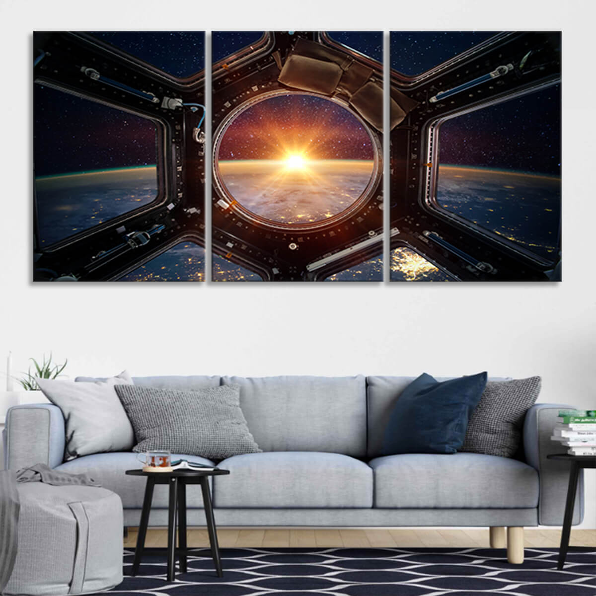 Sunrise View From ISS Multi Panel Canvas Wall Art