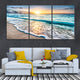 Framed beach wall art with a serene sunrise beach, ideal for beach artwork for living room or bedroom.