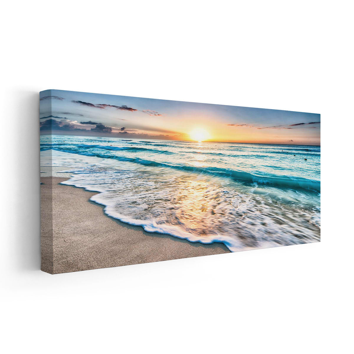 Large beach canvas wall art featuring sunrise, perfect for beach wall art decor in any room.