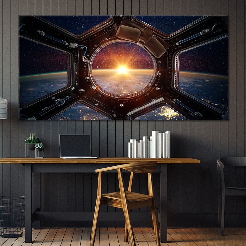Sunrise View From ISS Multi Panel Canvas Wall Art