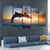 Two Jumping Dolphins At Sunset Multi Panel Canvas Wall Art