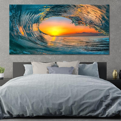 Sunset Sea Wave Canvas Wall Art