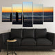 Beach scenes wall art with a stunning ocean view and surfboards.