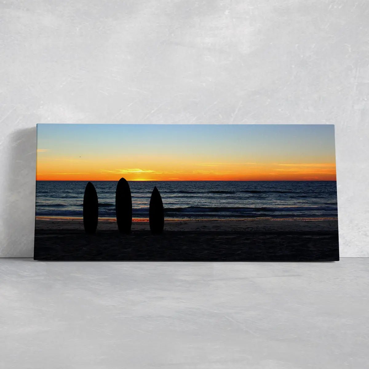 Beach sunset wall art capturing a serene evening by the waves.