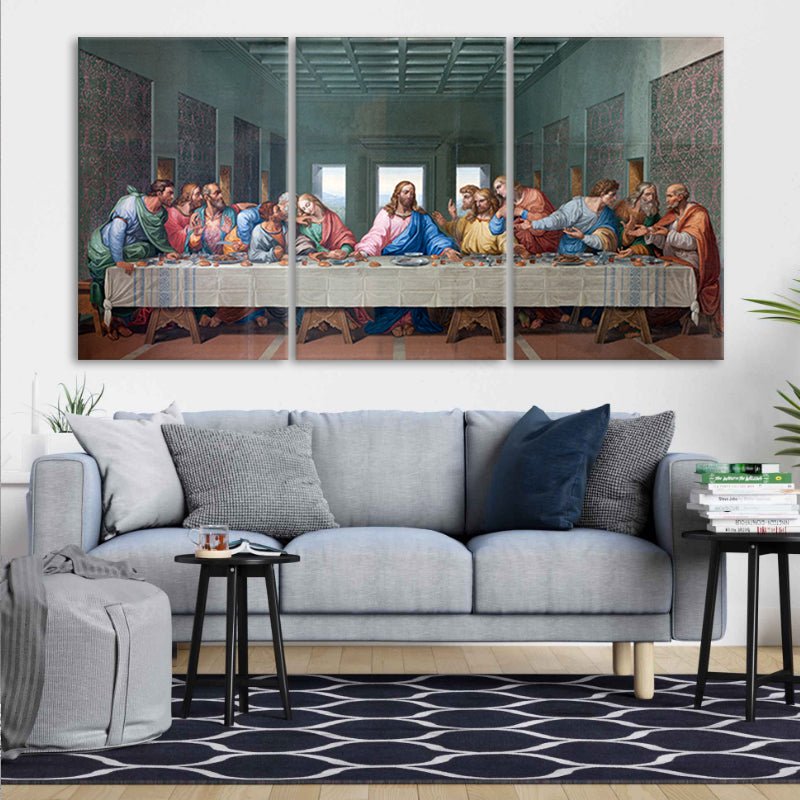 Inspirational Christian wall art, Last Supper painting on canvas, framed religious art, Christian artwork 




