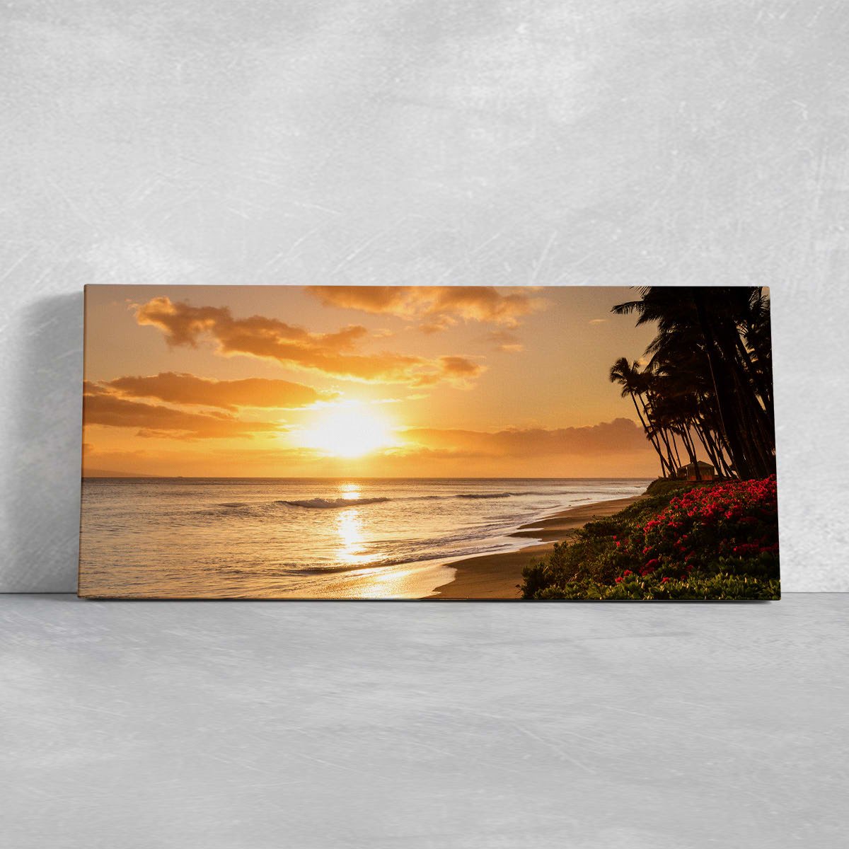 Coastal Canvas Art – Vibrant Hawaiian Beach Scene at Sunset