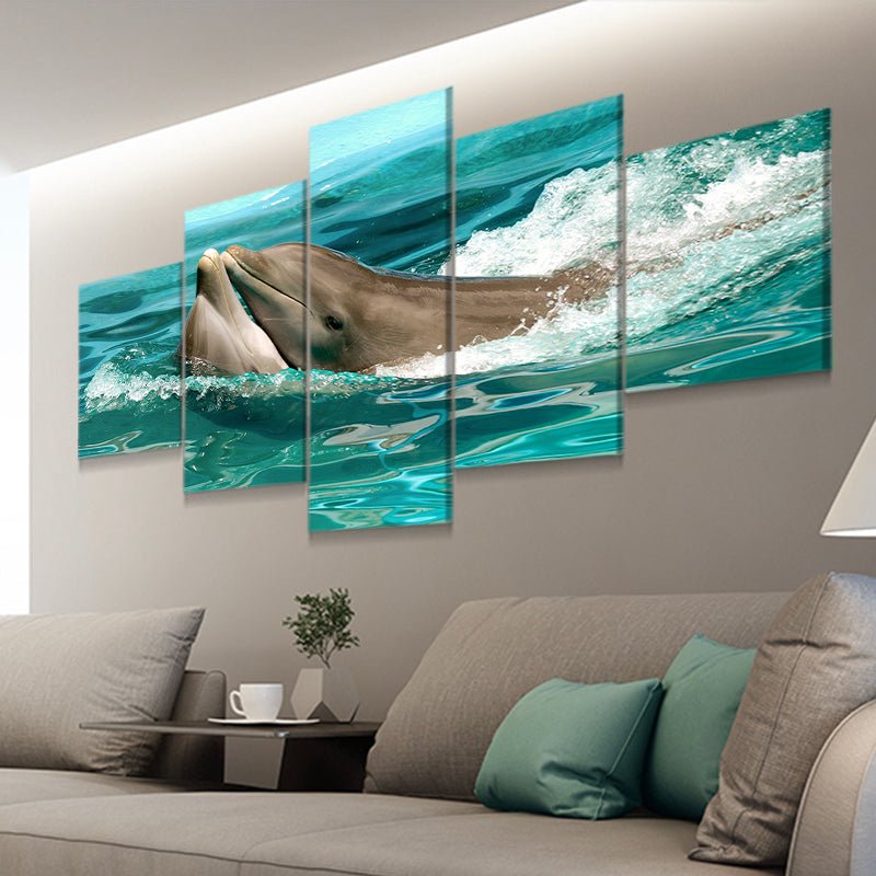 Kissing Dolphins Wall Art Canvas-Stunning Canvas Prints