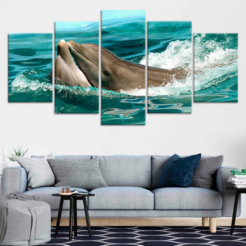 Kissing Dolphins Wall Art Canvas-Stunning Canvas Prints